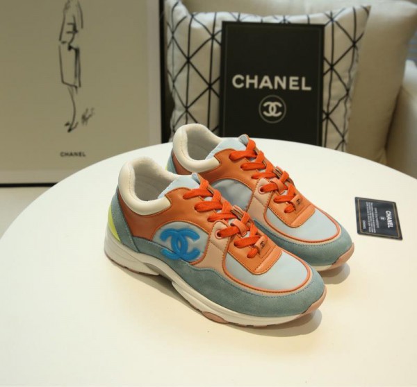 Chanel Men & Women Low-Top Sneakers Orange CHS-046