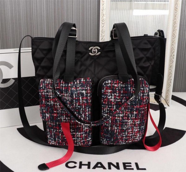 Chanel Tote Bags CH133-Black-Red