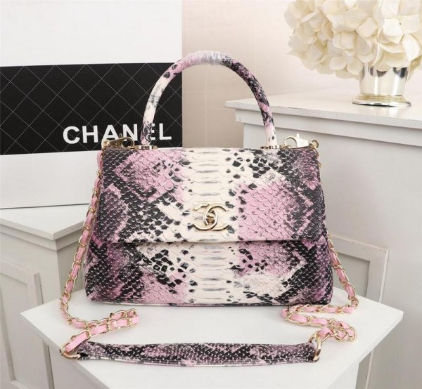 Chanel Top Handle Flap Bags CH136-Grey-Python