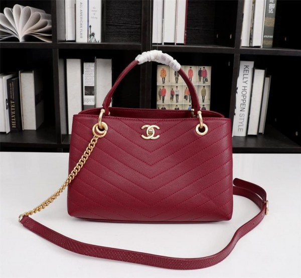 Chanel Top Handle Tote Bags CH075-Wine-Red