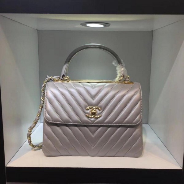 Chanel Top Handle Flap Bags CH027SV-Purple-Grey