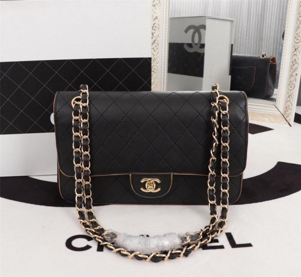 Chanel Double Flap Classic Handbag CH185-Pure-Black
