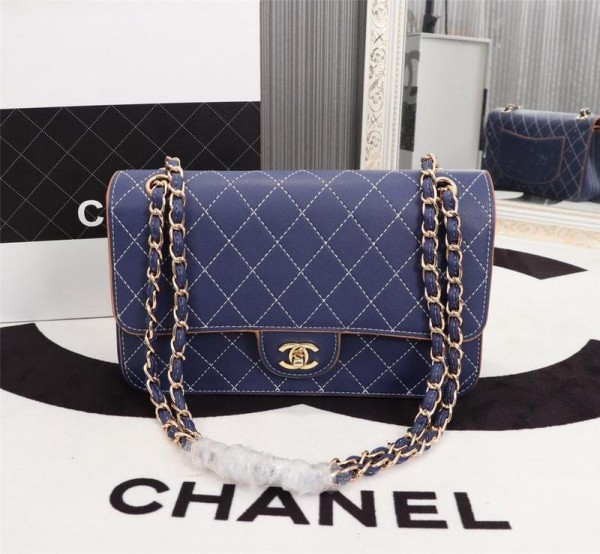 Chanel Double Flap Classic Handbag CH185-Blue