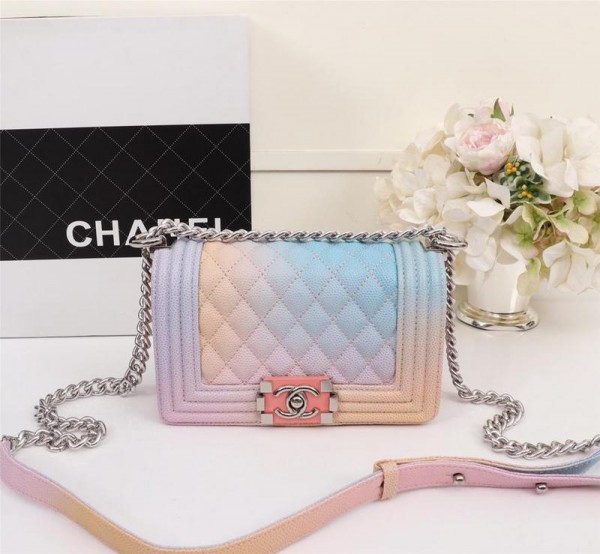 Chanel Small Rainbow BOY CHANEL Handbag CH190S-Pink-Buckle