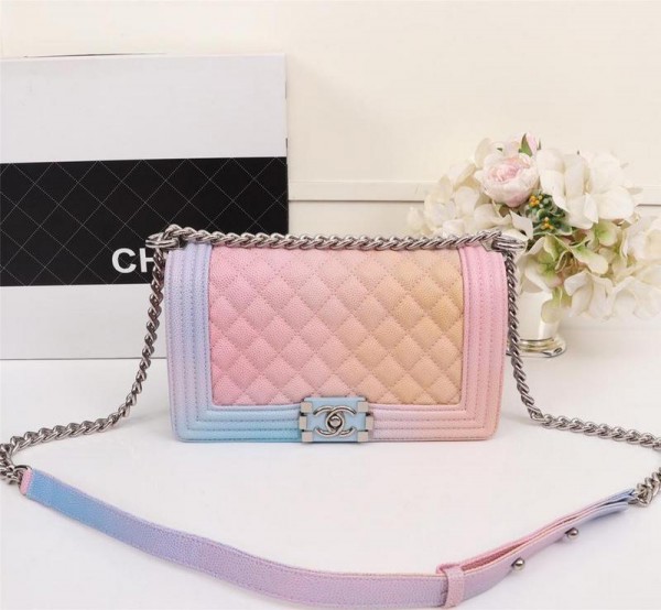 Chanel Rainbow BOY CHANEL Handbag CH190-Blue-Buckle