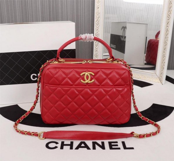 Chanel Top Handle Crossbody Bowling Bag CH021-Red