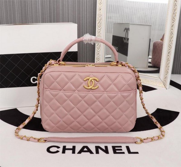 Chanel Top Handle Crossbody Bowling Bag CH021-Pink