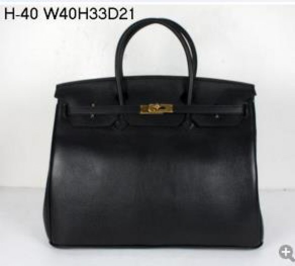 Replica Hermes Birkin 40cm Epsom Calfskin Original Leather Bag Handstitched, Noir Black