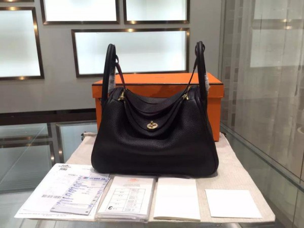 Best Quality Hermes Bi-Color Lindy 30cm Taurillon Clemence Leather Palladium Hardware High Quality, Noir, Fuschia Pink 5J RS06510