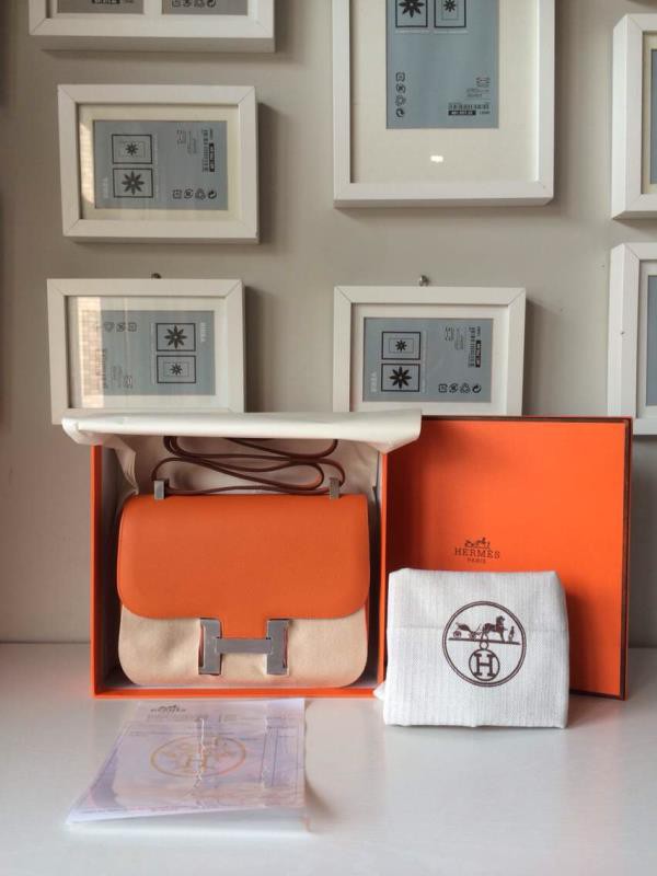 Hermes Constance 17cm Togo Calfskin Original Leather Hand Stitched R Stamp, Orange RS15944