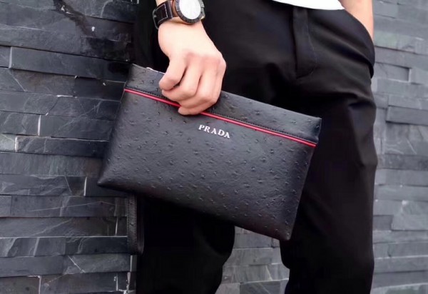 Prada Man Clutch Bag 98026 Black 28*17*3