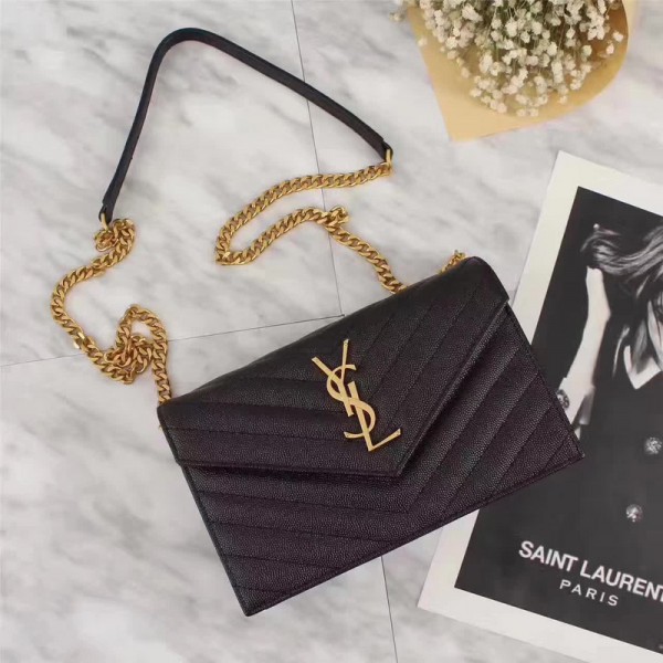 Saint Laurent Crossbody Bag 27720 Black Gold 20*16*5.5