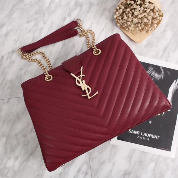 Saint Laurent Shoulder Bag 26587 Wine Red 35*9.5*25