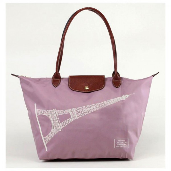LONGCHAMP EIFFEL TOWER LARGE TOTE BAG PLUM