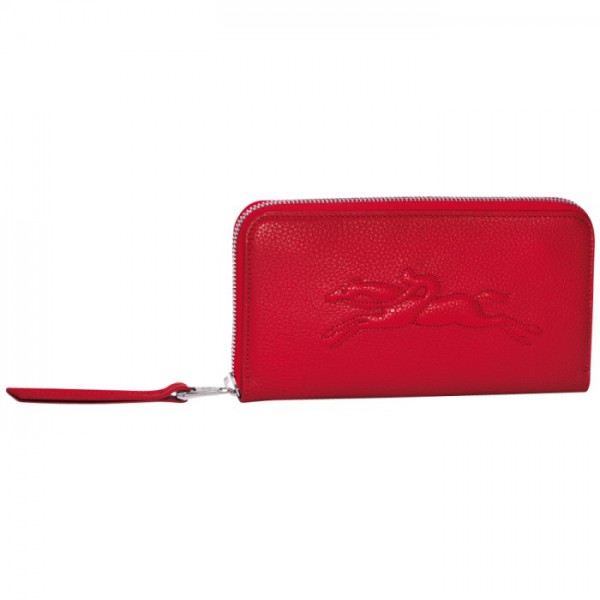 LONGCHAMP LE FOULONNÉ ZIP AROUND WALLET VERMILION