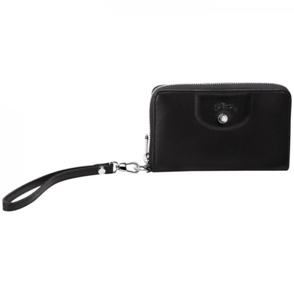 LONGCHAMP LE PLIAGE CUIR COMPACT WALLET BLACK