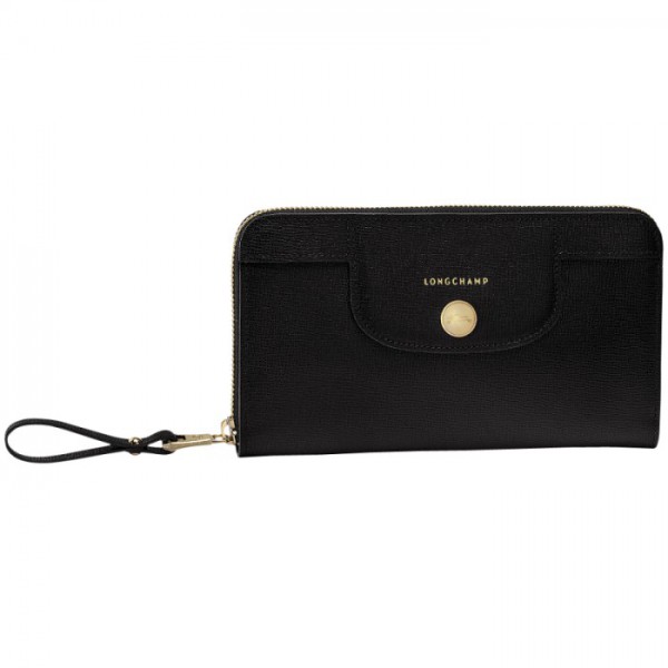 LONGCHAMP LE PLIAGE HÉRITAGE ZIP AROUND WALLET BLACK