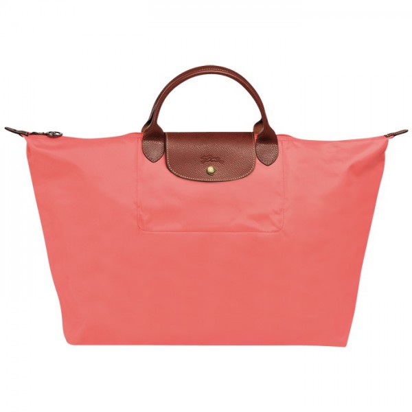 LONGCHAMP LE PLIAGE LARGE TRAVEL BAG CORAL RED