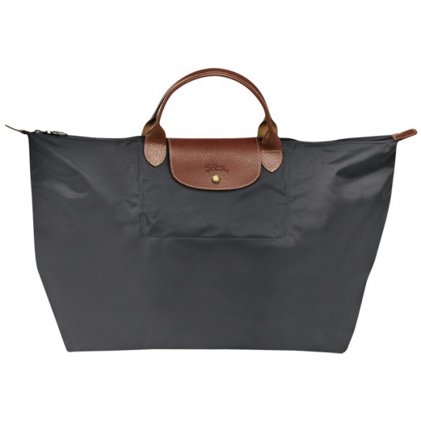 LONGCHAMP LE PLIAGE LARGE TRAVEL BAG GUN METAL