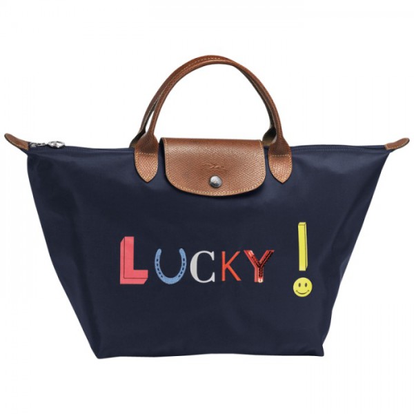 LONGCHAMP LE PLIAGE LUCKY MEDIUM HANDBAG NAVY