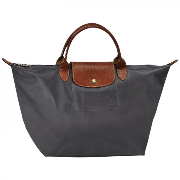 LONGCHAMP LE PLIAGE MEDIUM HANDBAG GUN METAL