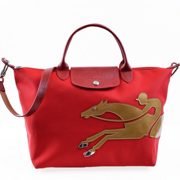LONGCHAMP LE PLIAGE YEAR OF THE HORSE SATCHEL RED