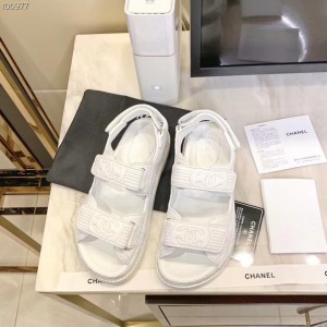 Chanel Women Flat Sandals White CHS-001