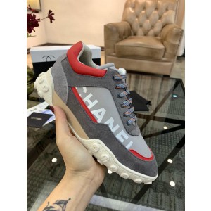 Chanel Men & Women Low-Top Sneakers Grey CHS-015
