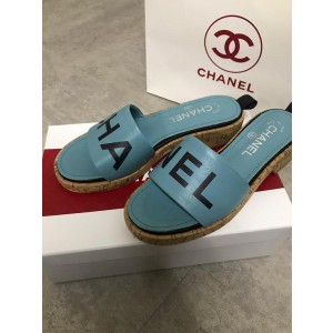 Chanel Women Slide Sandals Blue CHS-145
