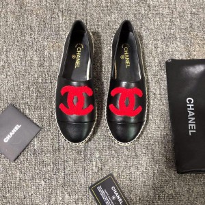 Chanel Women Espadrille Flats Black CHS-149