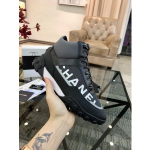 Chanel Men & Women High-Top Sneakers Black CHS-158