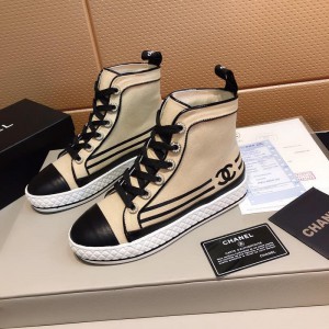 Chanel Women High-Top Sneakers Beige CHS-186
