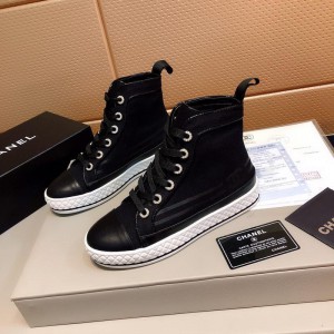 Chanel Women High-Top Sneakers Black CHS-187