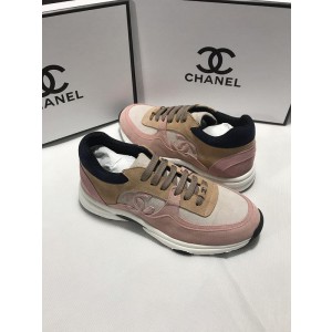 Chanel Men & Women Low-Top Sneakers Pink CHS-189