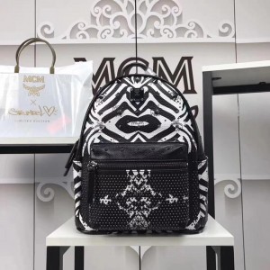 2018 New MCM Backpack 121 Black White