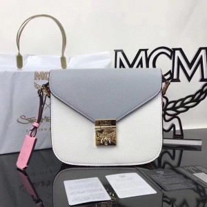 2018 New MCM Crossbody Bag 975 Gray White 21x19x7