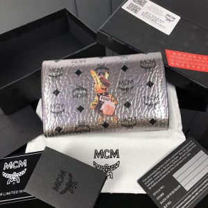 2018 New MCM Wallets 8011 Silver Gray 14x9.5