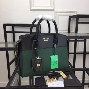 2018 New Prada Handbags 1046 Black Green 32*24.5*14.5