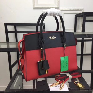2018 New Prada Handbags 1046 Black Red 32*24.5*14.5