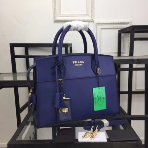 2018 New Prada Handbags 1046 Dark Blue 32*24.5*14.5