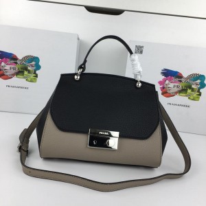 2018 New Prada Handbags 27127 Black Gray 24.5*20*10cm