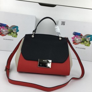 2018 New Prada Handbags 271271 Black Red 24.5*20*10cm