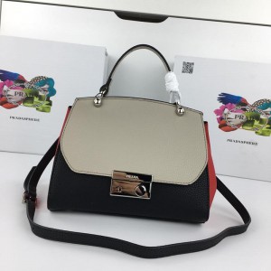 2018 New Prada Handbags 271272 Gray Black 24.5*20*10cm