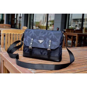 2018 New Prada Messenger Bags 0291 Black Blue 33.5x23.5x7cm