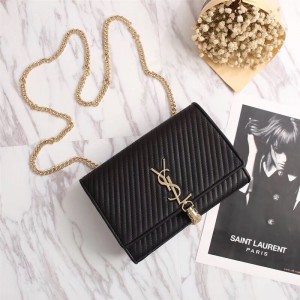 2018 New Saint Laurent Crossbody Bag 26580 Black 22*15*45