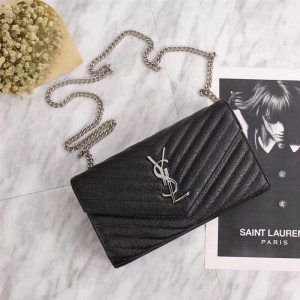 2018 New Saint Laurent Crossbody Bag 26801 Black Silver 