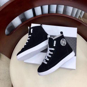 Chanel Women High-Top Sneakers Black CHS-226
