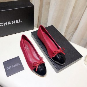 Chanel Women Ballet Flats Red CHS-268