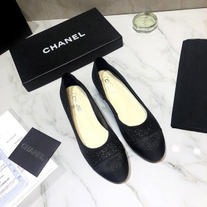 Chanel Women Flat Shoes Black CHS-270