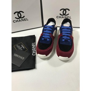 Chanel Men & Women Low-Top Sneakers Blue CHS-279